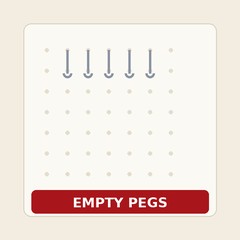 An illustration of an empty pegboard with bare metal hooks