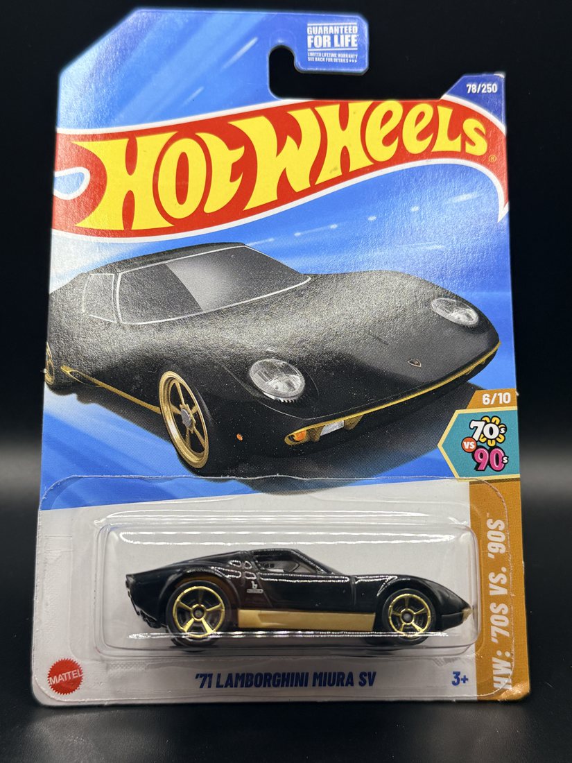 1971 Lamborghini '71 Miura SV (Black) Hot Wheels 1:64 diecast