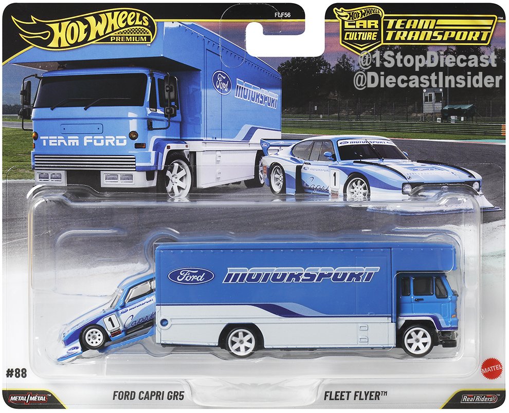 Hot Wheels Team Transport #88, Ford Capri GR5 with Fleet Flyer hauler