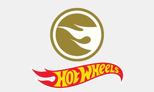 Hot Wheels gold circle-flame Treasure Hunt emblem with the Hot Wheels logo